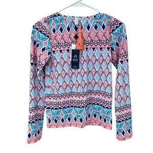 NWT Cabana Life Girl’s St. Barts Wash Guard Long Sleeve Swim Top - Size 12